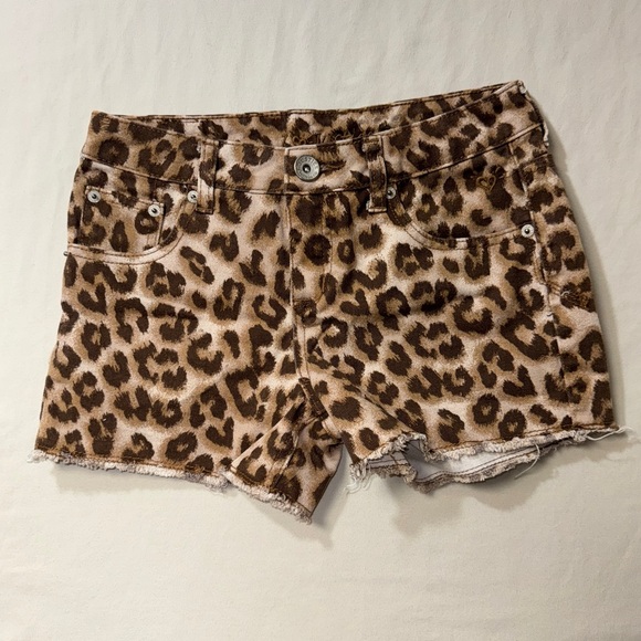 Justice Other - Justice Leopard Jean Shorts Girl’s 12R denim Summer Spring Animal Cat Print Cute